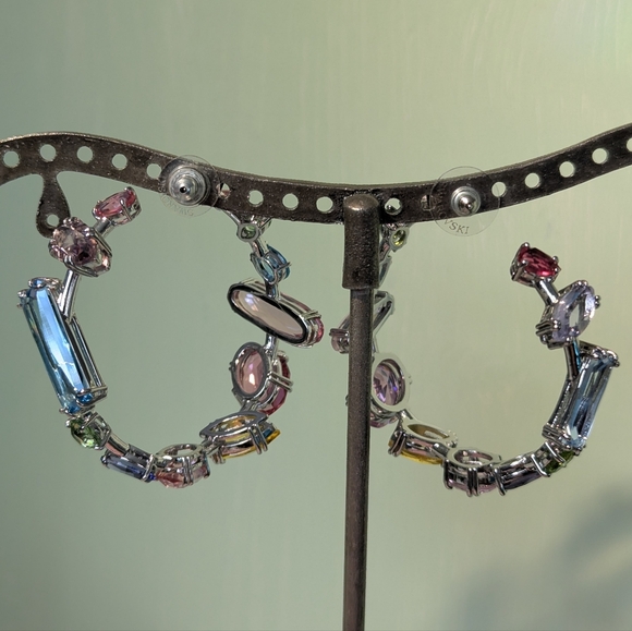 Swarovski Gema Colorful Mixed Cut Hoop Earrings - Picture 13 of 15